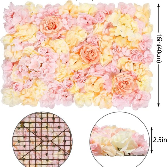2 Packs Silk Flower Wall Panels Wedding Home Decor Backdrop 16"x24" - Picture 5 of 8